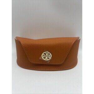TORY‎ BURCH Case Sunglasses Eyeglasses Saffiano Leather Orange Snap Closure Logo